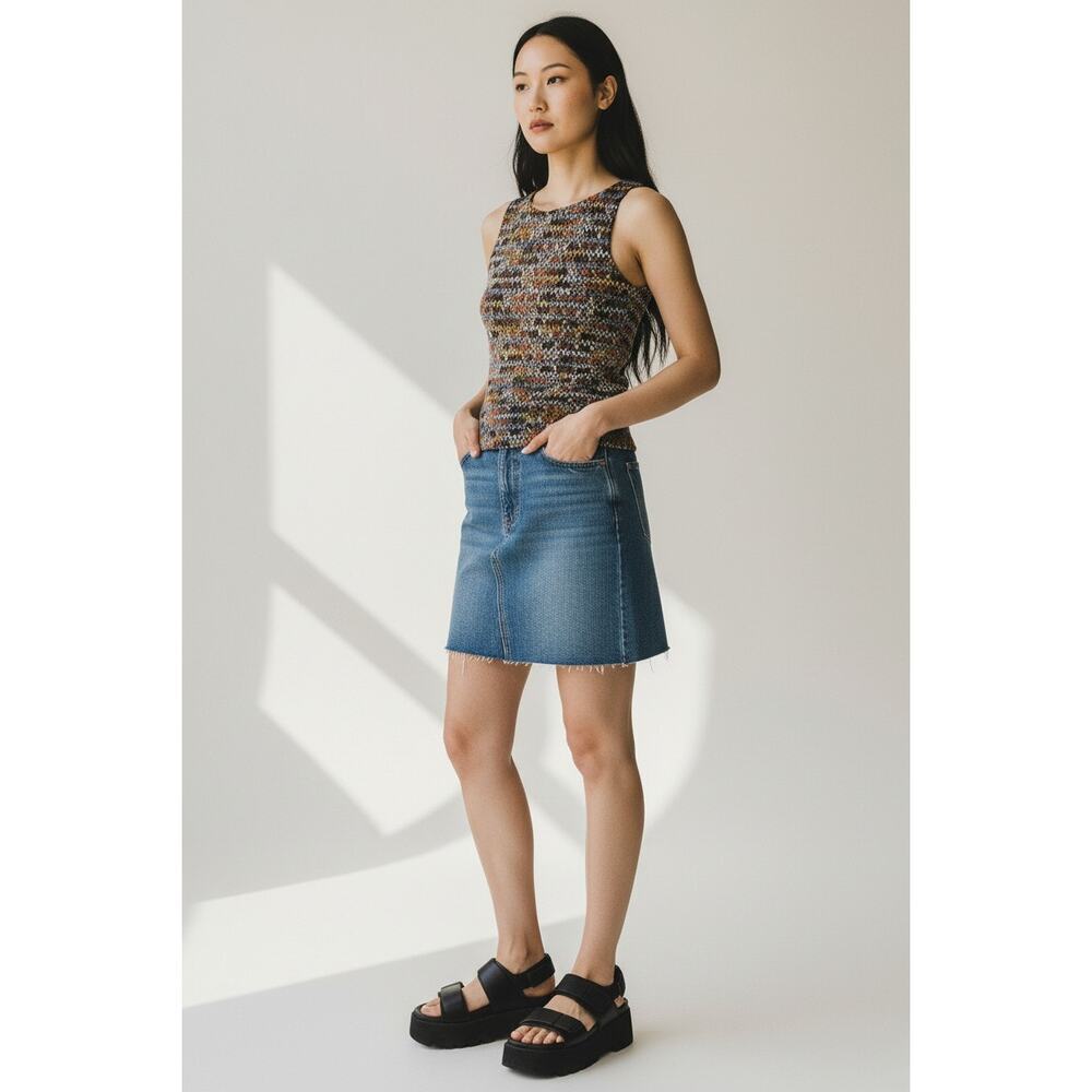 Vintage 90s Clovis Knit Tank Top Women’s Small Chunky Textured Sleeveless Y2K